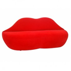 MLF Full Wool Fabric With Wood Frame Kiss Lip Studio Bocca Sofa, Red